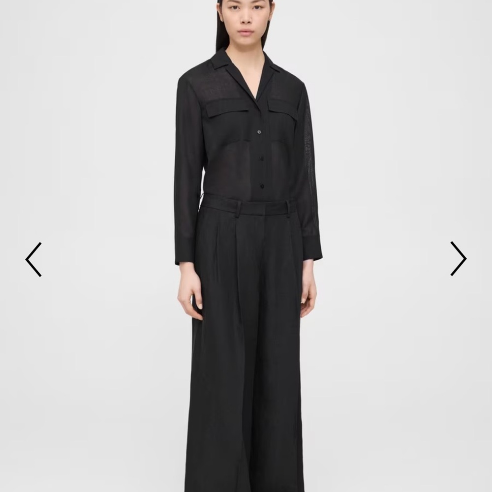 Brand New With Tags - Theory Pleated Low-Rise Pant in Galena Linen” sold out sz2